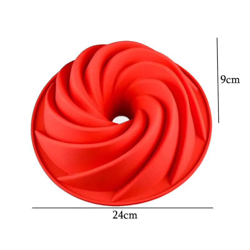 Silicone Cake Mould 3D Big Swirl Spiral Shape Cake Mold Pan Kitchen Baking Tools for Cake Bakery Baking Bakeware 24x9cm Molds