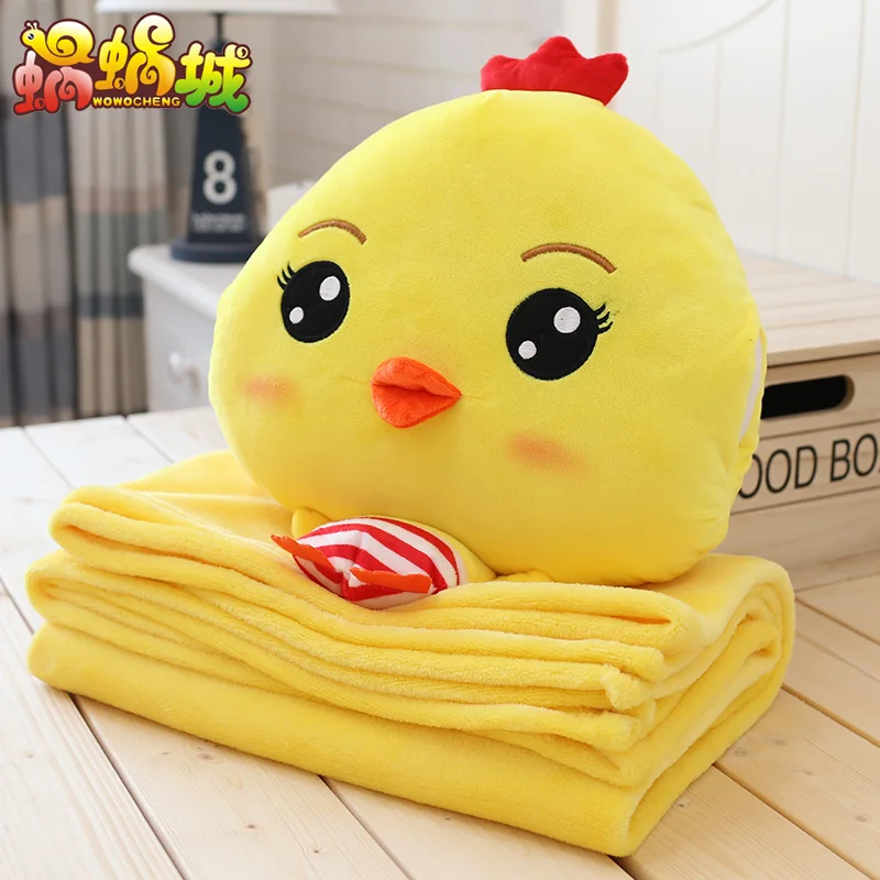 

Candice guo! cute plush toy funny chick stripe pants yellow chicken soft cushion hand warm blanket birthday Christmas gift 1pc