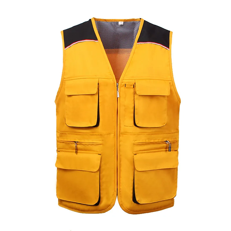 Warm Work Vest Multi Pockets Antistatic Fashion Multicolor Workshop Safety Labor Protection Metal Zipper Comfortable Work Vest