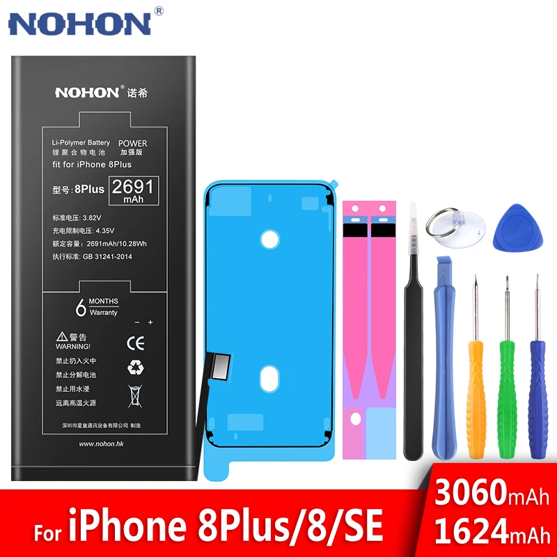 Nohon аккумулятор для iphone 8 Plus SE батарея Замена Оригинальные аккумуляторы высокой