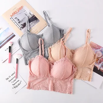 

Seven colors, fresh back, lace, small wrinkled chrysanthemum, sexy, lovely, breast wrapped, adjustable shoulder belt bra