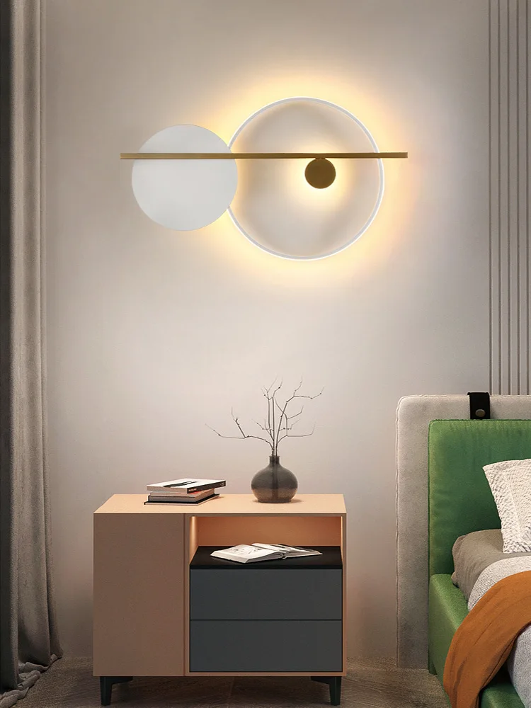 Nordic Minimalista Bedroom Bedside Lamp, Living Room Background, Wall Light, Designer, Personalidade