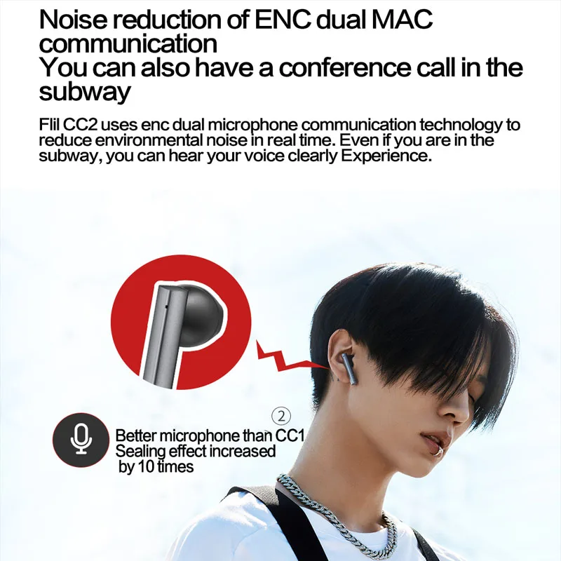 Original FIIL CC2 TWS Wireless Bluetooth Earphones Noise Reduction Sport Headphone Bluetooth 5.2 With Microphone For Smart Phone
