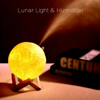 

New 880ml Home Use LED Lunar Air Humidifier 3D Moon Lamp Diffuser Aroma Essential Oil USB Rechargeable Ultrasonic Mist Purifier
