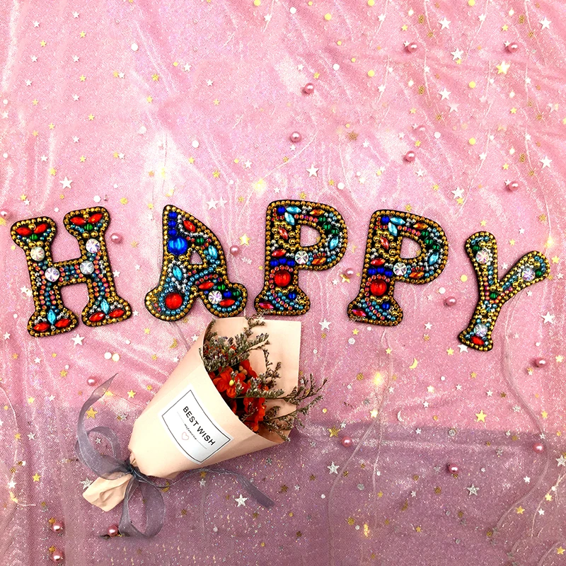 

Women Bag Key Chain Decoration Diy Diamond Keyring Keychains Cross Stitch Embroidery Keychain Diamond Painting Letter HAPPY&LOVE