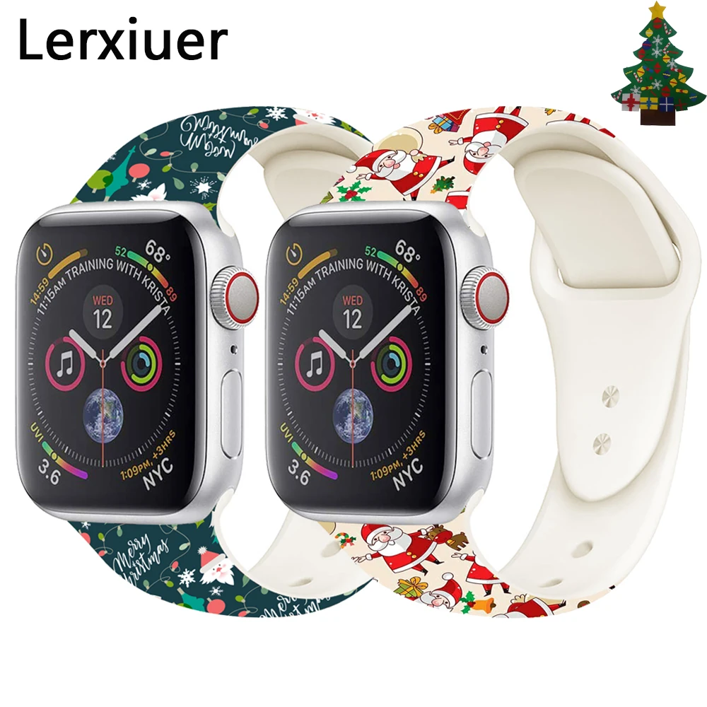 

Silicone watch band for Apple watch strap 5 4 3 2 44mm 40mm iwatch band 38mm 42mm Christmas bracelet apple watch Accessories