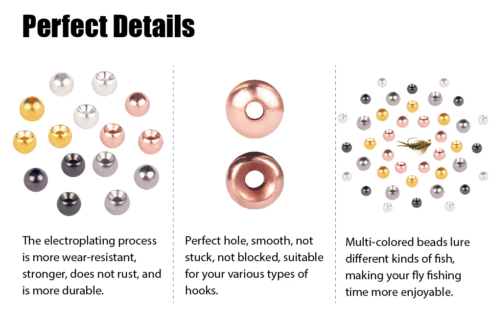 MUUNN 200pcs 3.8-6.4mm Fly Tying Countersunk Tungsten Beads ,Four Colors Nymph Flies Head electroplateshing Accessory Electropla