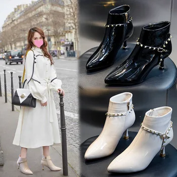 

Women's Shoes New Autumn Winter European Goods Side Zipper Martin Boot Pointy Stiletto Heel Fashionable High Heel Ankle Boot