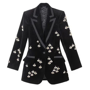 

High Quality New Fashion Blazer Women Runway Designer Luxury Brand Black Blazer Jacket Female Ladies Slim Outerwear Plus Size