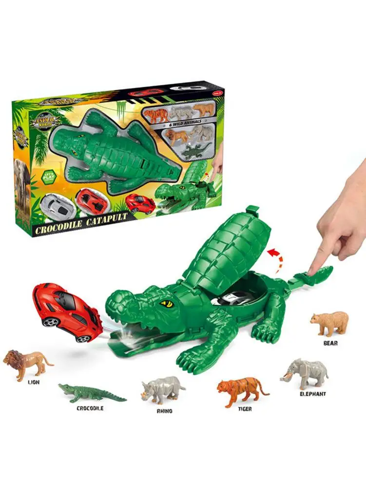 

Crocodile Catapult Children Ejection Racing Bicycle Educational Hands-on Play House Crocodile Model Animal Car Toy