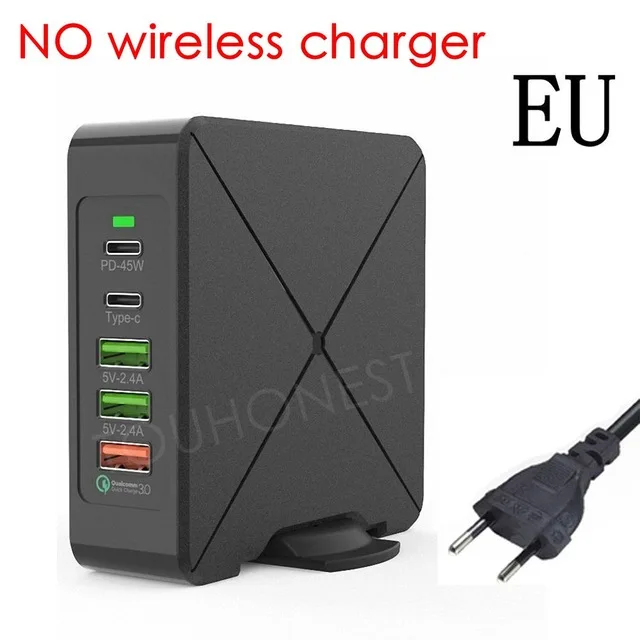 EU No wireless Для iphone huawei Macbook Air samsung быстрая USB зарядка 75 Вт Быстрая зарядка 3,0 usb type C PD адаптер питания для телефона Qi Беспроводное зарядное устройство - Тип штекера: EU No wireless