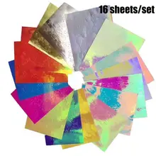 16 шт стикер для ногтей Голографическая фольга для ногтей пламя Одуванчик бамбук голографическая переводная наклейка для ногтей водная горка наклейки для ногтей