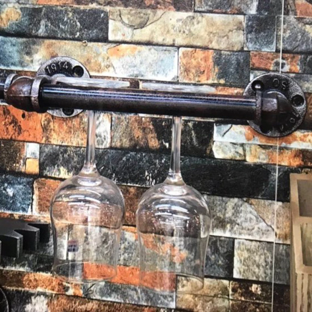 Wine Glasses Rack Wall-Mounted Stemware Hanging 3-4 Slots Glass Hanger Home Bar Cellar Shelf Pub Bistro