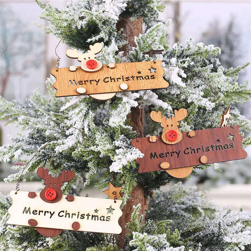 Christmas Wooden Openwork Letter Elk Pendant Xmas Tree Hanging Decorations christmas decoration #3N01 (6)