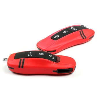 

Key Shell Case Cap For Porsche Boxster 986 987 Cayman Panamera Macan Cayenne 911 970 997 981 991 Remote 3 Buttons Red key cover