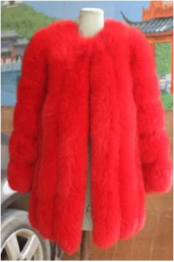 Windproof Warm Outwear Monteau Femme Hiver Thicken Modern Streetwear Womens Tops and Blouses Fashion Slim Real Fox Fur Coat - Цвет: Красный