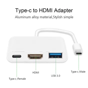 

USB C to HDMI Adapter Type C USB 3.1 Hub USB-C to USB 3.0/ HDMI/ Type C Female Converter Cable for Macbook Pro Samsung S8 DEX