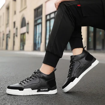 

2019 spring and autumn fashion new microfiber high-top casual shoes wild men's shoes sneakers