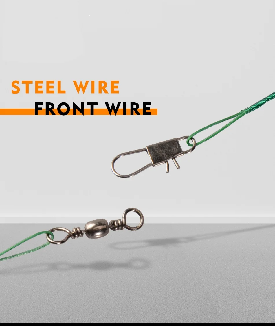 20PCS Anti Bite Steel Fishing Line Steel Wire Leader With Swivel Fishing Accessory Lead Core Leash Fishing Wire 15CM-40CM