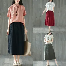 Трендовая простая Женская одежда для отдыха размера плюс, длинные юбки, сшитые в стиле ретро, свободные, до середины икры, Faldas, летняя юбка, Jupe Femme# C11