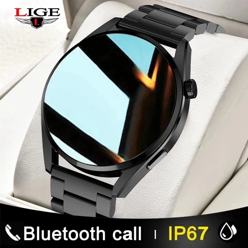 Смарт-часы LIGE мужские водонепроницаемые с поддержкой Bluetooth и сенсорным экраном