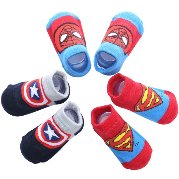 Новые хлопковые нескользящие тонкие носки с короткими рукавами для малышей спортивные милые полосатые детские носки-тапочки с героями мультфильмов