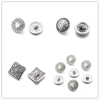 

High Quality 18mm Metal Snap Button Charm Heart Pattern Button Snap Button Jewelry For DIY Clothes Necklace Bracelet Accessories