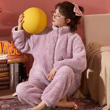 

Suit Pyjama Homewear Pijama Mujer Clothes 2020 Winter Thick Warm Long Sleeve Flannel Pajama Set for Women Coral Velvet Sleepwear