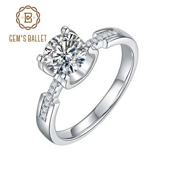 

GEM'S BALLET 925 Sterling Silver Moissanite Wedding Ring 0.5ct 1ct D Color Moissanite Diamond Women's Antique Style Rings