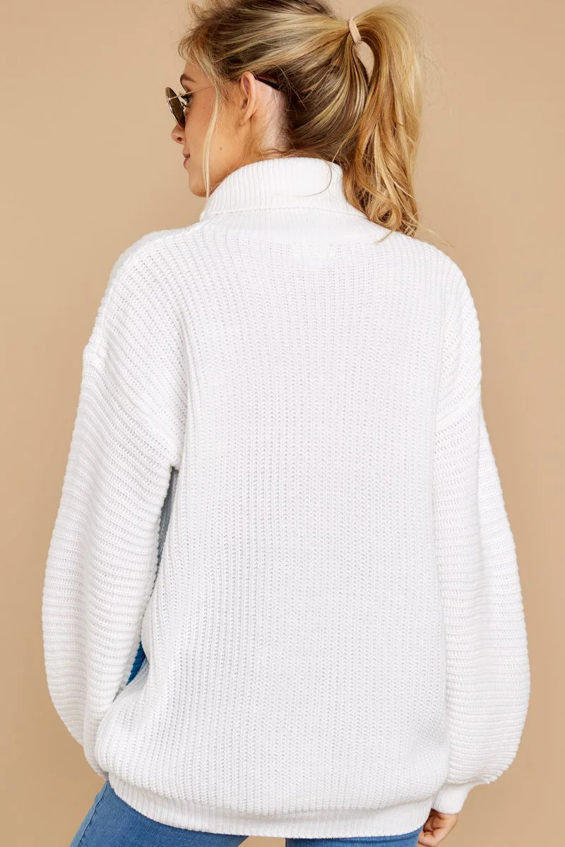 Ceny Fitshinling Rainbow paski damskie swetry z golfem odzież zimowa 2019 biały sweter koreański Slim sweter z dzianiny sweter