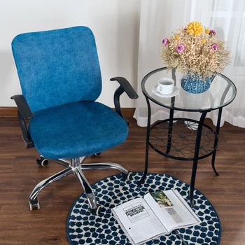 

Blue chair covers Perfect pattern solid Color office chair cover for dining room polyester chair cover 2019 Hot Sale