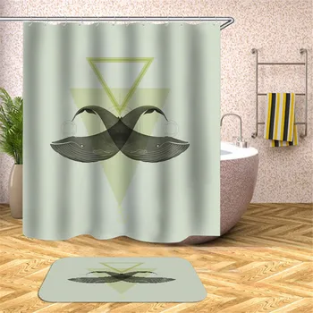 

New High Quality Shower Curtain 3D Polyester Fabric Waterproof Mildewproof Bathroom Curtain or mat