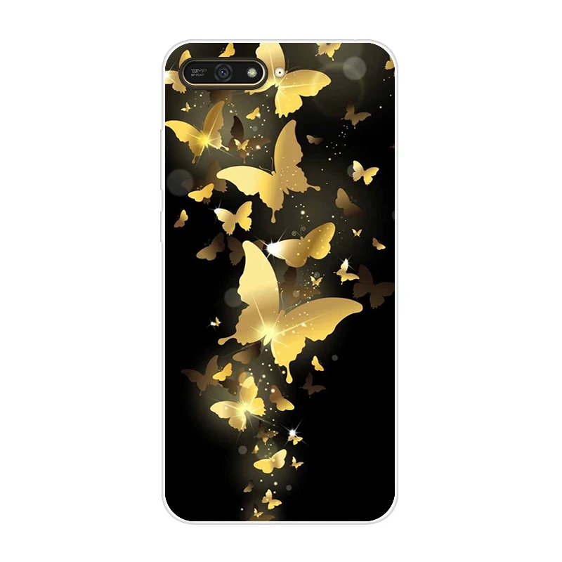 Тёмно-синий Силиконовый чехол для huawei Y6 чехол 5,7 дюймов Atu-L21 чехол для huawei Y6 Prime задняя крышка Мягкий защитный из ТПУ Цветок кошки - Цвет: Тёмно-синий