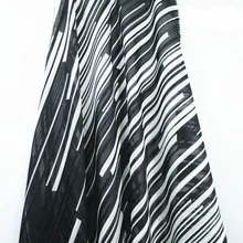 Мягкая черно-белая и серебристая шифоновая полосатая ткань для платьев и рубашек, распродажа