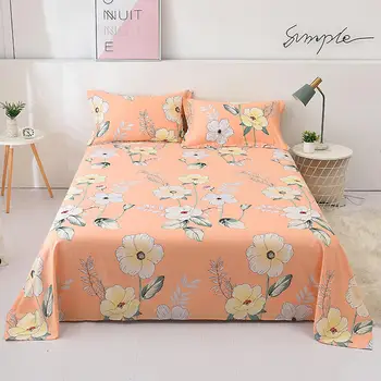 

1pc Bedding Sheets 100% Cotton Flat Sheet Flower Pattern Bed Linens Soft Bedspread For Double Bed cama de casal Bedclothes