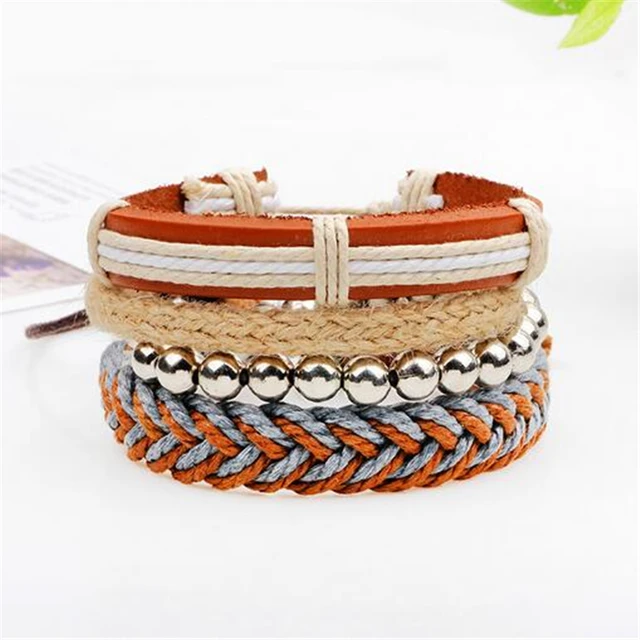 Etta 4Pcs/ Set Braided Wrap Leather Bracelets - Image 5