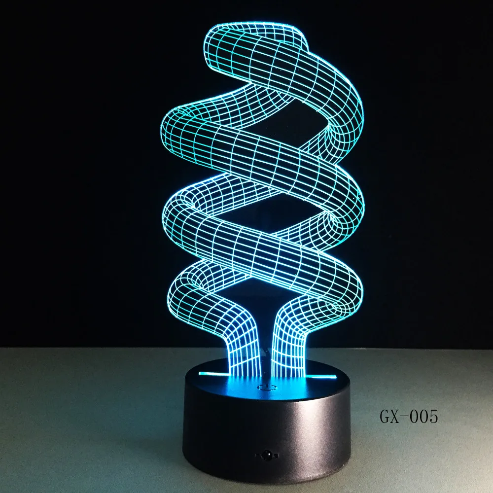 Abstract 7 3D огни простая круглая настольная лампа ночник 7 цветов Изменение светодиодный свет спальня Игрушка Иллюзия USB сенсорный датчик настольная лампа - Испускаемый цвет: Abstract 7