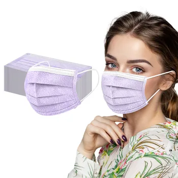 

50pcs Adult Disposable Anti Dust Masks 3 Ply Face Mask Solid Print Purple Dustproof Anti Fog Masks Mouth-muffle Mascarillas Lot