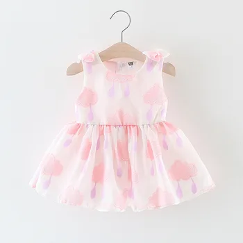 

Infant Girl Baby Clothes Dress Cartoon Cloud Vest Dress Children's Clothing Pink Blue Purple