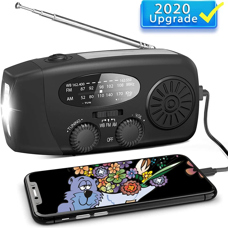 Аварийное солнечное ручное радио портативный автономный AM/FM/NOAA погода