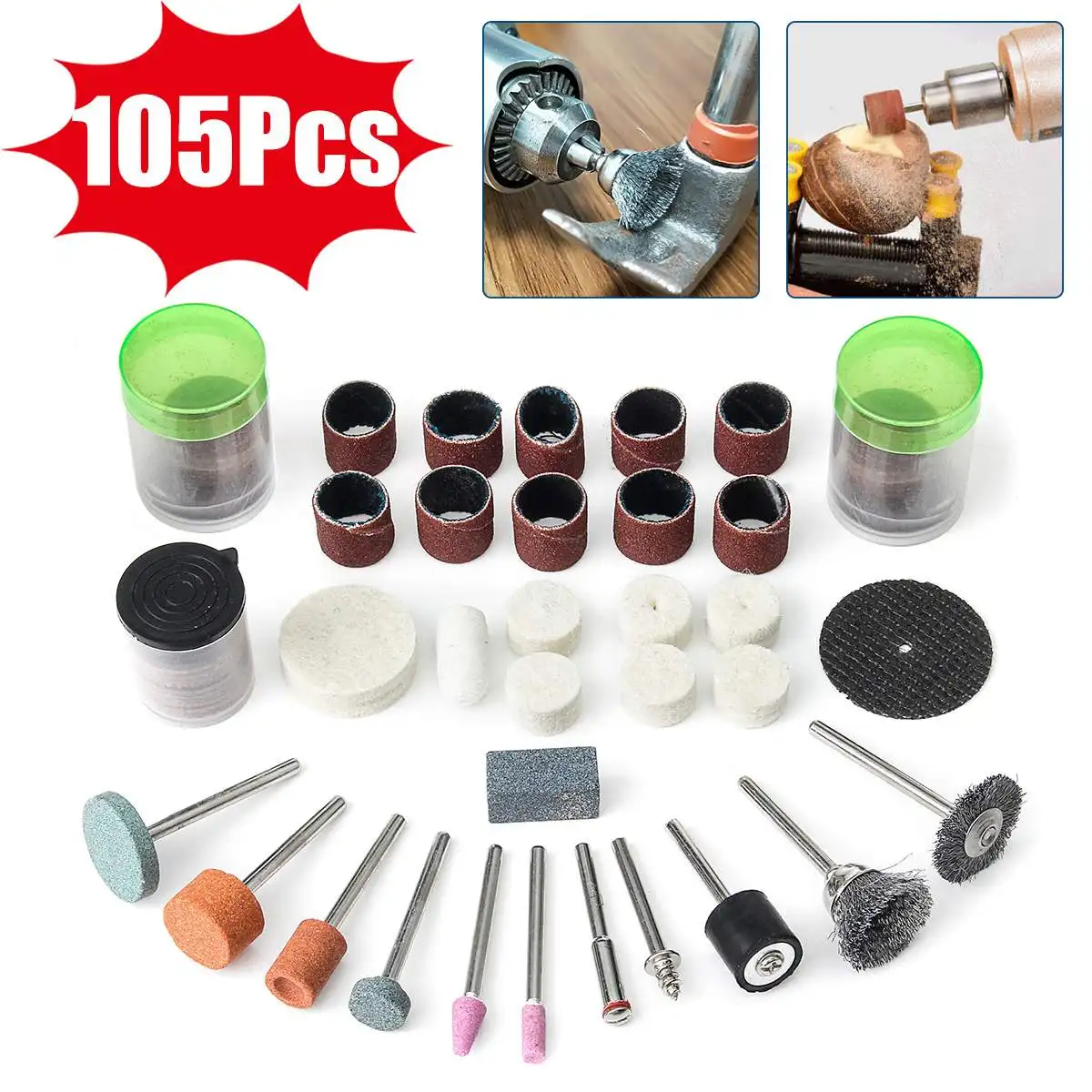 

Professional 105Pcs Electric Grinder Bits Mini Drill Accessories Set Rotary Tools Kit For DIY Carving Sanding Cutting Polishing