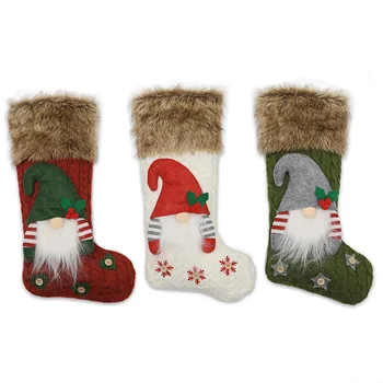 

3D Plush Swedish Gnome Christmas Stockings Sock for Fireplace Hanging Xmas Decorations Xmas Tree Candy Gift Bags