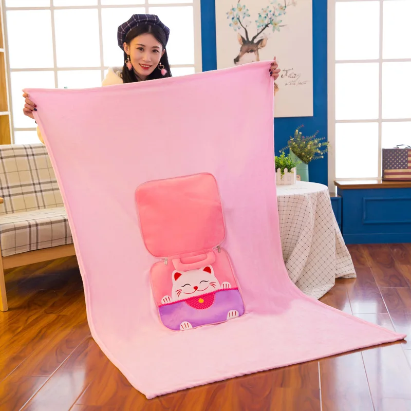 

Creative Cartoon Airable Blanket Plush Toys Hand Cushion Hold Office Nap Blanket Cartoon Car Seat Cushion