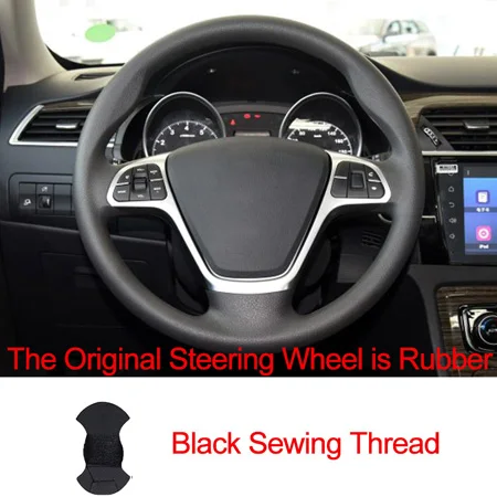 Rubber Black Ручная швейная крышка рулевого колеса автомобиля Волан верхний слой коровья кожа оплетка на руль для Zotye T600 - Название цвета: Rubber Black