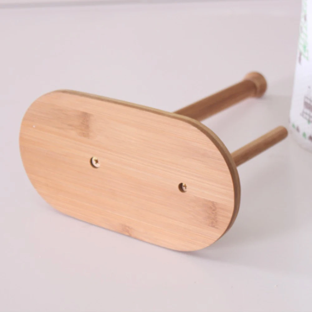 Natural Bamboo Towel Roll Paper Dispenser Holder Storage Counter Tissue Stand