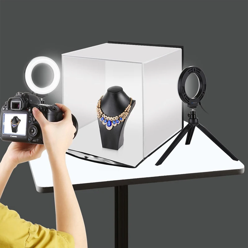 

Studio LED Lighting Box Photo Lightbox with 6 Colors Backdrops For Tabletop Photography 30*30cm Portable Softbox Light Box