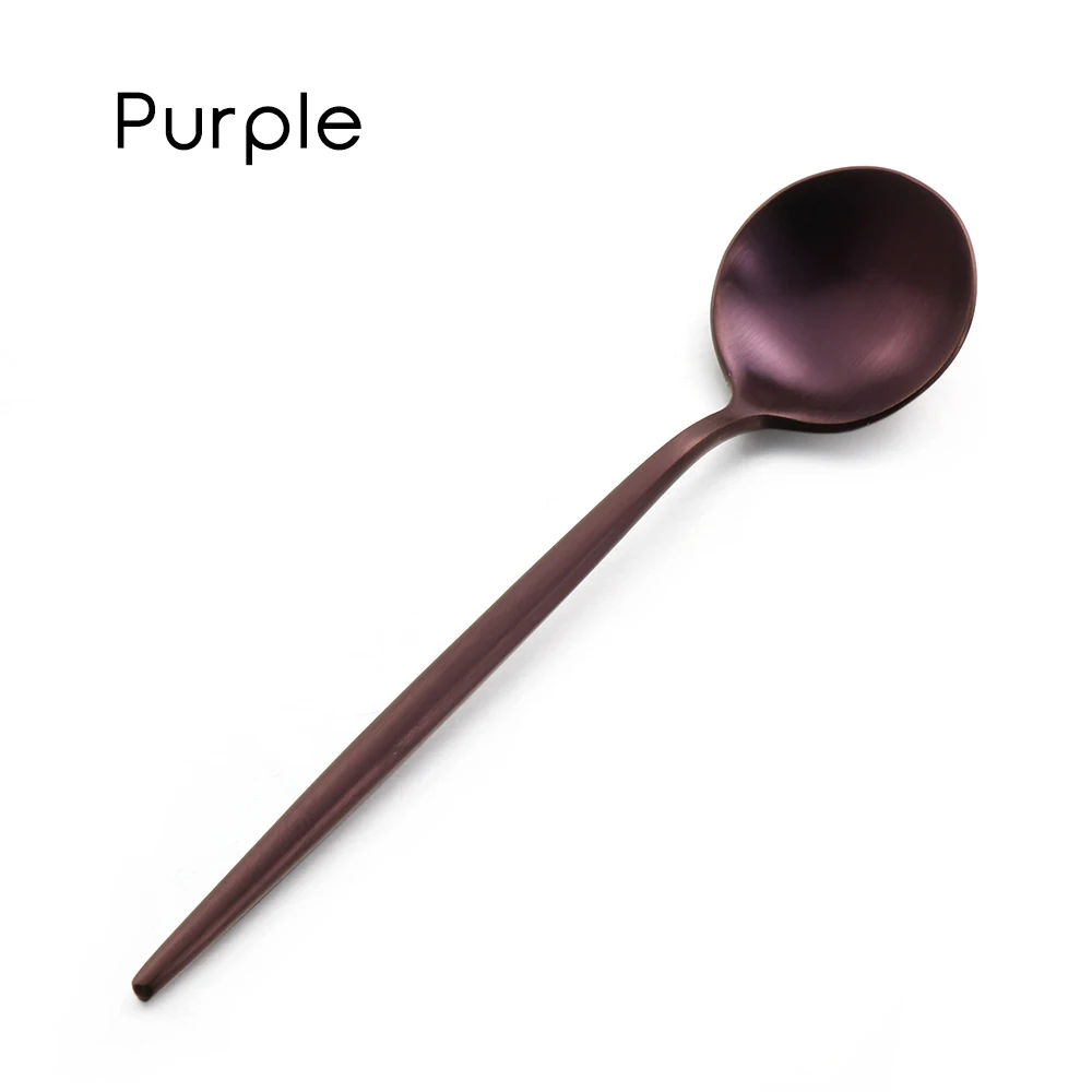 1 шт. чайная ложка из нержавеющей стали для питья кофе Десерт небольшой Совок столовая посуда для перемешивания Столовые приборы Бытовые кухонные аксессуары - Цвет: purple
