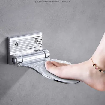 

Shower Footstool Aluminium Alloy Black/Silver Wall Mounted Shower Footstool Bathroom Rest Pedestal Footstool Hardware