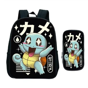 

Pokemon Pikachu Backpack Children School Bags Boys and Girls Charmander Squirtle Schoolbag Baby Kids Bag with Pencil Case