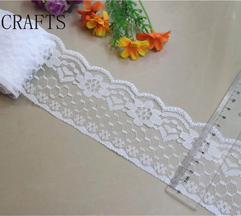 white 70mm wide 5-10 ярдов абсолютно новое красивое белое кружево, поделки/свадьба/одежда/кружевная лента Подарочная упаковка(5 или 10 ярдов/рулон - Цвет: white 70mm wide